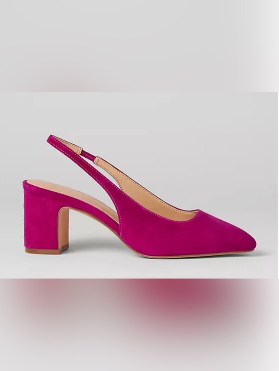 Ann Taylor Shoes - Ann Taylor Fuchsia Suede Block Heel Slingback Pumps 8M $158 Retail